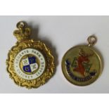 A silver gilt Regents Park Cricket League medal, 1938, together with a Lozells Harriers 9ct gold and