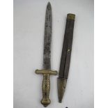 A 19th century French artillery short sword of gladius form, the blade indistinctly signed, the hilt