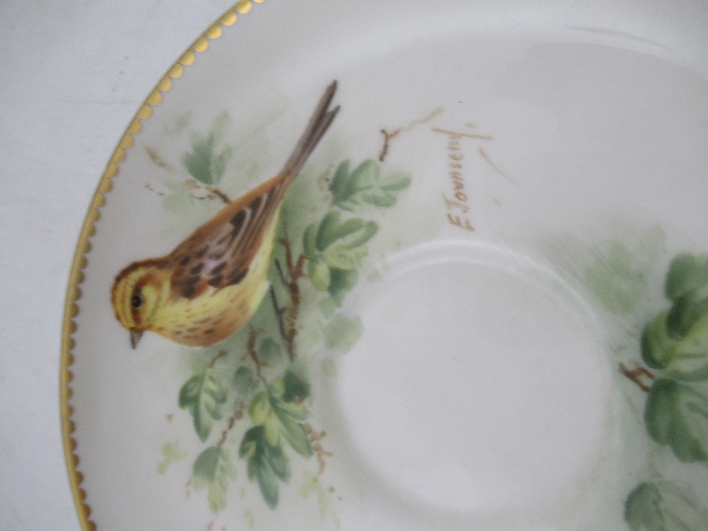 A Royal  Worcester tea cup decorated with a robin by Powell , a  saucer decorated with a Yellow - Image 4 of 6