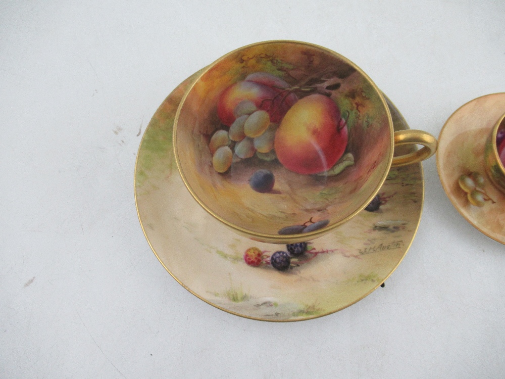 A Royal Worcester tea cup and saucer decorated with fruit by Austin and Price together with a - Image 2 of 7