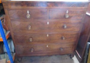 A large 19th century mahogany chest of drawers, with two short drawers over three long graduated