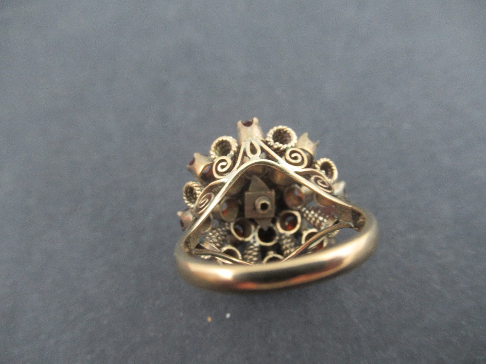 A gold ring set with a rectangular cut smokey quartz, stamped 14k and a 14k ring set with garnet - Image 5 of 5