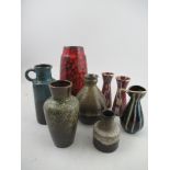 A collection of West German pottery, to include a pair of vases