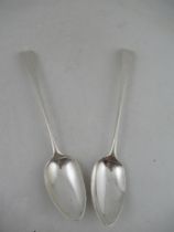 A pair of Georgian silver basting spoons, London 1792, length 12ins