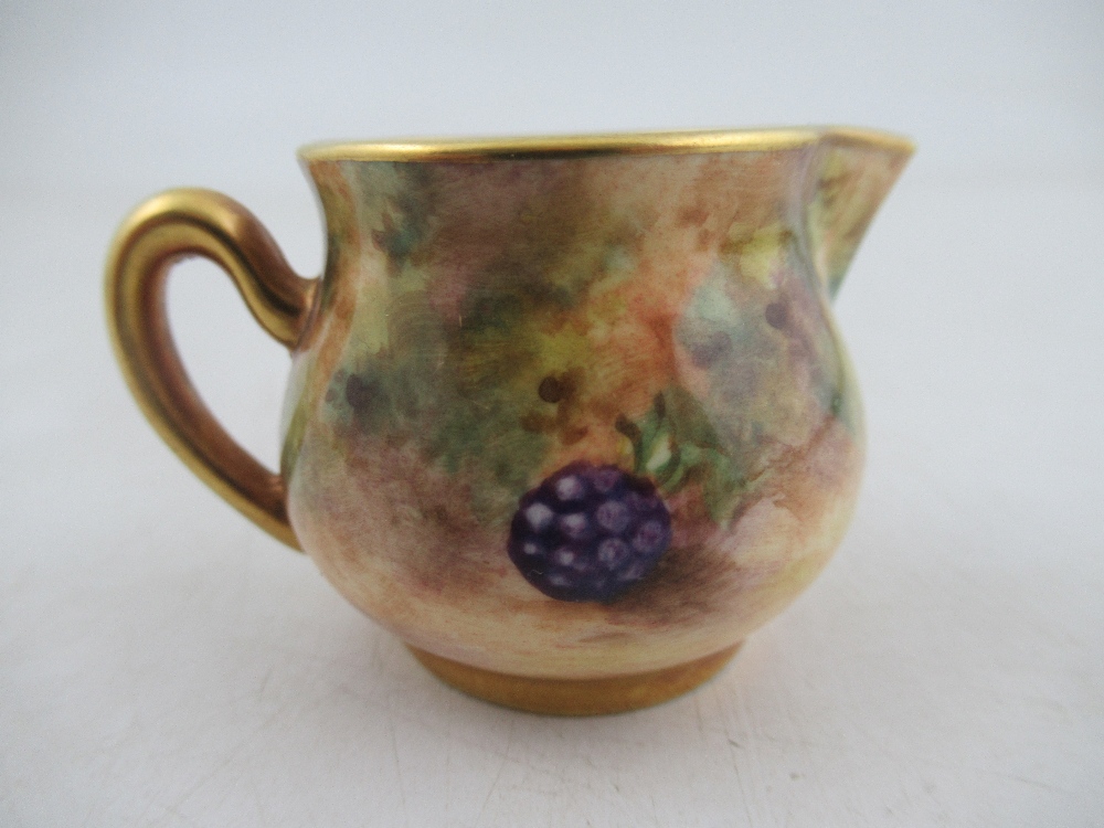 A Royal Worcester miniature milk jug decorated with Fruit by Freeman height approx 1.25ins Condition - Image 2 of 6