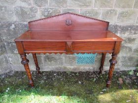 A 19th century mahogany serving table, raised on turned legs, width 48ins