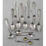 A collection of silver flatware, to include christening spoons and forks, tea spoons etc, weight