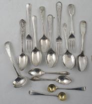 A collection of silver flatware, to include christening spoons and forks, tea spoons etc, weight