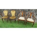 Two pairs of 19th century style armchairs,