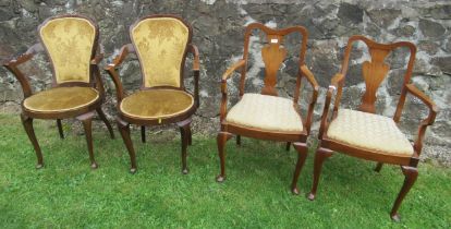 Two pairs of 19th century style armchairs,