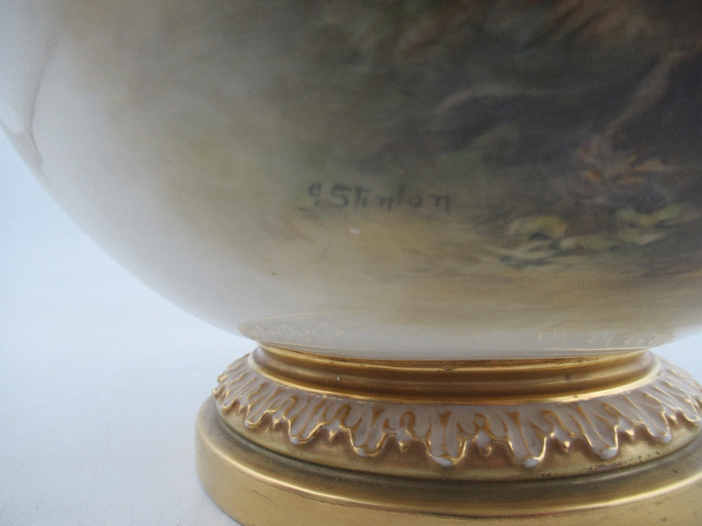 A Royal Worcester covered Bow piece, fully painted with Highland cattle in a landscape by John - Image 3 of 8