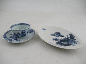 A Nan King Cargo Blue and White child's tea bowl and saucer together with an oval Royal Copenhagen