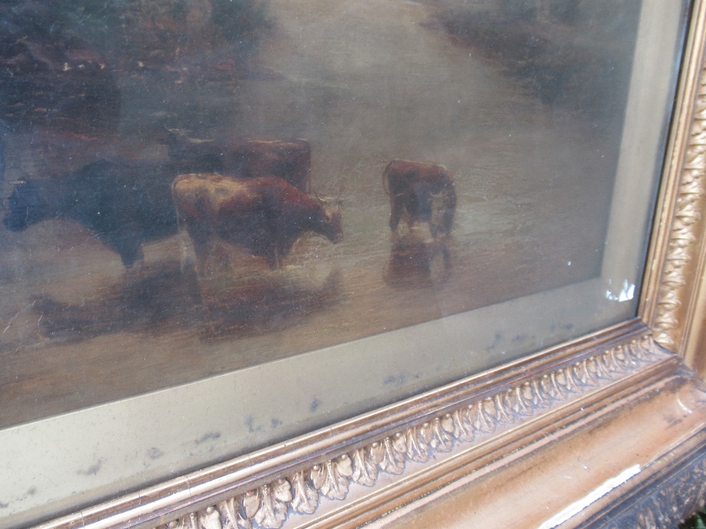 Attributed to Boddington oil on canvas A River Landscape with figures and cattle watering 23ins x - Image 11 of 15