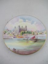 A Minton porcelain plate, decorated with a view of The Tower of London Middlesex, by A Jones,