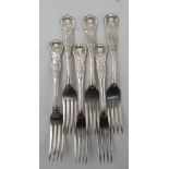 A set of six Georgian silver Kings pattern dinner forks, weight 20oz