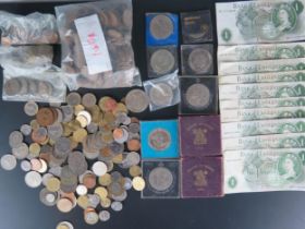 A Selection of Coins including 77.6g .50 silver GB, two 1951 boxed Festival of Britain Crowns, 10