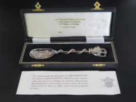 An Elizabeth II silver commemorative spoon, maker J D Beardmore & Co Ltd, London, 1969, for the