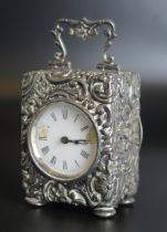 An Edward VII silver cased bedside timepiece, maker Henry Matthews, Birmingham, 1903, of rectangular
