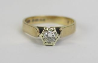 A 9ct Gold and Diamond Solitaire Ring, 4mm illusion set stone, size J, 2.33g