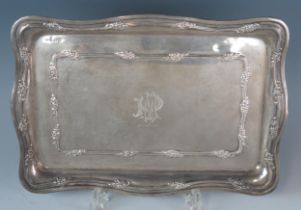 A George V silver dressing table tray, maker Deakin & Francis Ltd, Birmingham, 1913, initialled,