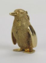 A 9ct Gold Penguin Pendant, UK import hallmarks, 22.6mm drop, 5.83g