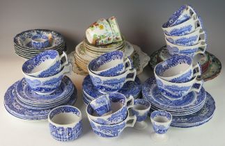 A small collection of Spode blue and white Italian pattern teawares, another Spode part tea set, and
