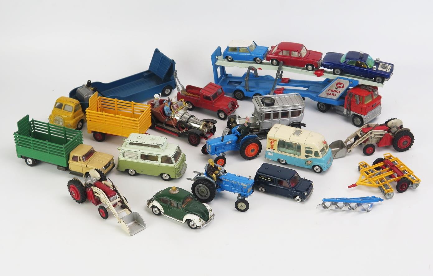 Collection of Corgi Toys including Fordson Power Major, Super Major Ford Transporter, Commer Ice