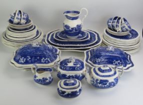 An extensive Copeland dinner service with blue and white transfer "Spode's Tower" pattern