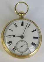 A Victorian 18ct Gold Keywound Open Dial Pocket Watch, the 50.1mm case by TNB, chain driven fusee