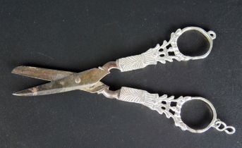 A pair of Dutch silver handled scissors, with steel blades, 124.5cm long.