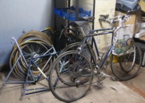 Two Carlton Gents cycles, four bicycle frames, wheels, tyres and accessories.