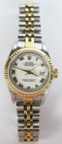 A Ladies ROLEX Steel and Gold Datejust, ref: 69173, 26mm Oyster case, no. E161650, back no.