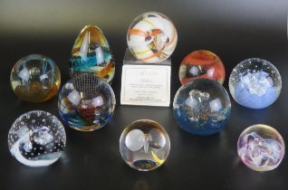 A collection of ten assorted Caithness paperweights, include "Wise Owl", "Whizz", "Inner Circle", "