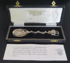 An Elizabeth II silver commemorative spoon, maker J D Beardmore & Co Ltd, London, 1969, for the