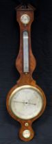 J Verga, a late Georgian mahogany and boxwood strung wheel barometer, with broken arched pediment,