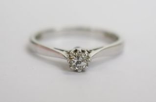 An 18ct White Gold and Diamond Solitaire Ring, 3.6mm brilliant round cut, size K.5, Sheffield