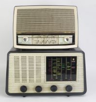 A Ferranti model U1015 mains radio in brown Bakelite case. 34cm wide and a Pye type P46 mains radio,