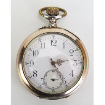 A Brequet Silver and Gilt Open Dial Keyless Pocket Watch, AF Condition