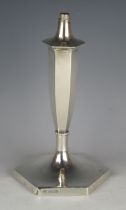 An Art Deco period silver table lamp, maker Garrard & Co, London, 1927, of hexagonal tapering form