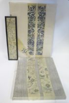 A collection of mounted and framed Chinese silk embroidered cuffs, contained in three frames, (3).