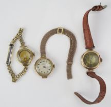 A Buren 9ct Gold Ladies Wristwatch (9.95g, running, but strap damaged), a 9ct gold cased ladies