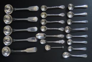 A set of four Victorian silver mustard spoons, maker John Harris, London, 1846, together with