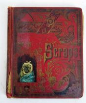 A Victorian scrap album, filled with scraps, advertising ephemera, mostly American.