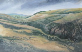 Jane Witheridge SWA (b.1965) 'View from Wistmans Wood Dartmoor', Large mixed media work using