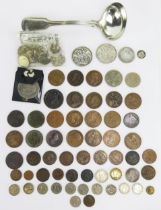 A Collection of Georgian and later Coins including two Victorian silver Crowns 1892 and 1897 (70.58g