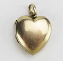 An Antique Precious Yellow Metal Heart Shaped Locket, 24.5mm drop including suspension loop, KEE