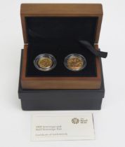 A Royal Mint 1908 Sovereign and Half Sovereign Pair. Boxed with COA