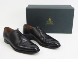 Crockett & Jones Alex Black Calf Leather Sole Shoes, Size 7 E, boxed with shoe bags (original sale