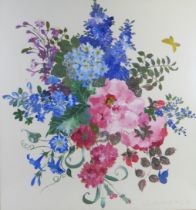 Liz Stewart Liberty (1930 - 2021), Floral and butterfly study 1988, acrylic, pencil signed and dated