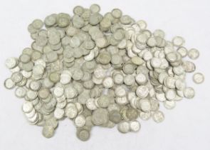 A Collection of 1917 .925 Silver 3d Coins, 657g